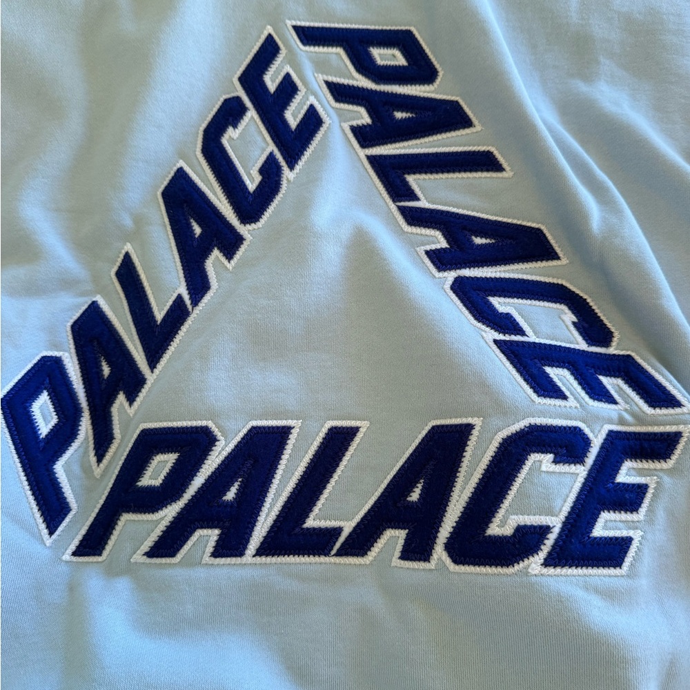 PALACE Light Blue Hoodie with Navy Tri-Ferg Embroidery